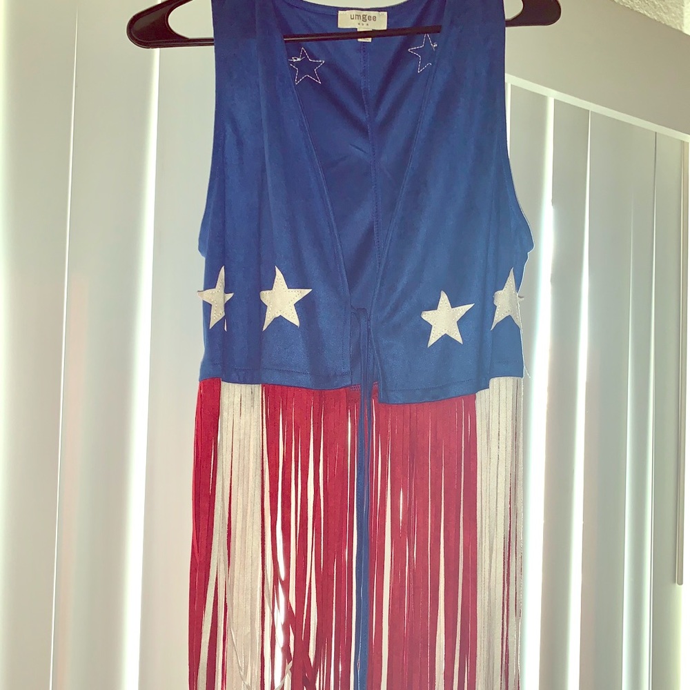 Red White and Blue Suede Vest